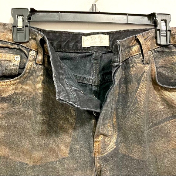🔆Free People We the Free Maggie Metallic Coated Mocha Brown Jeans - Picture 2 of 9